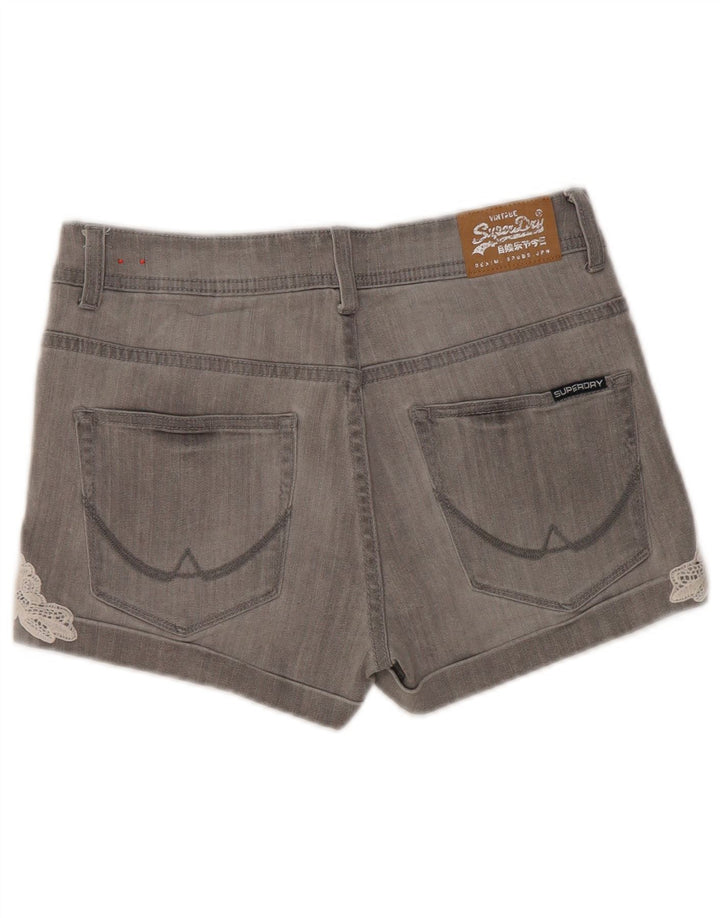 Shorts jeans feminino Superdry W30 algodão cinza médio