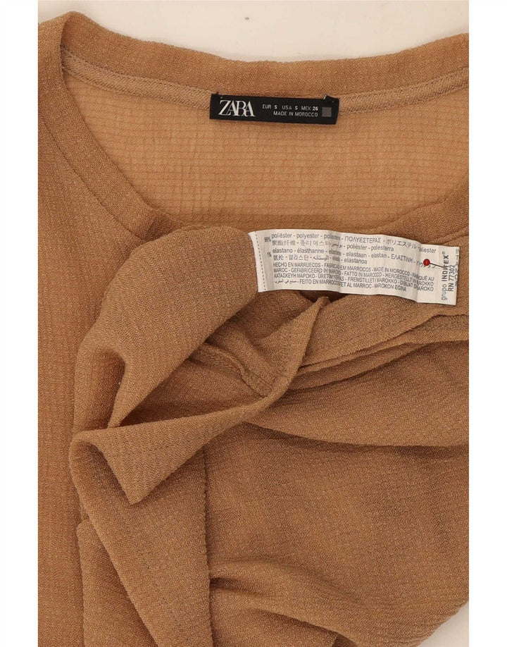 Blusa feminina Zara cropped sem mangas oversized Reino Unido 10 pequena bege