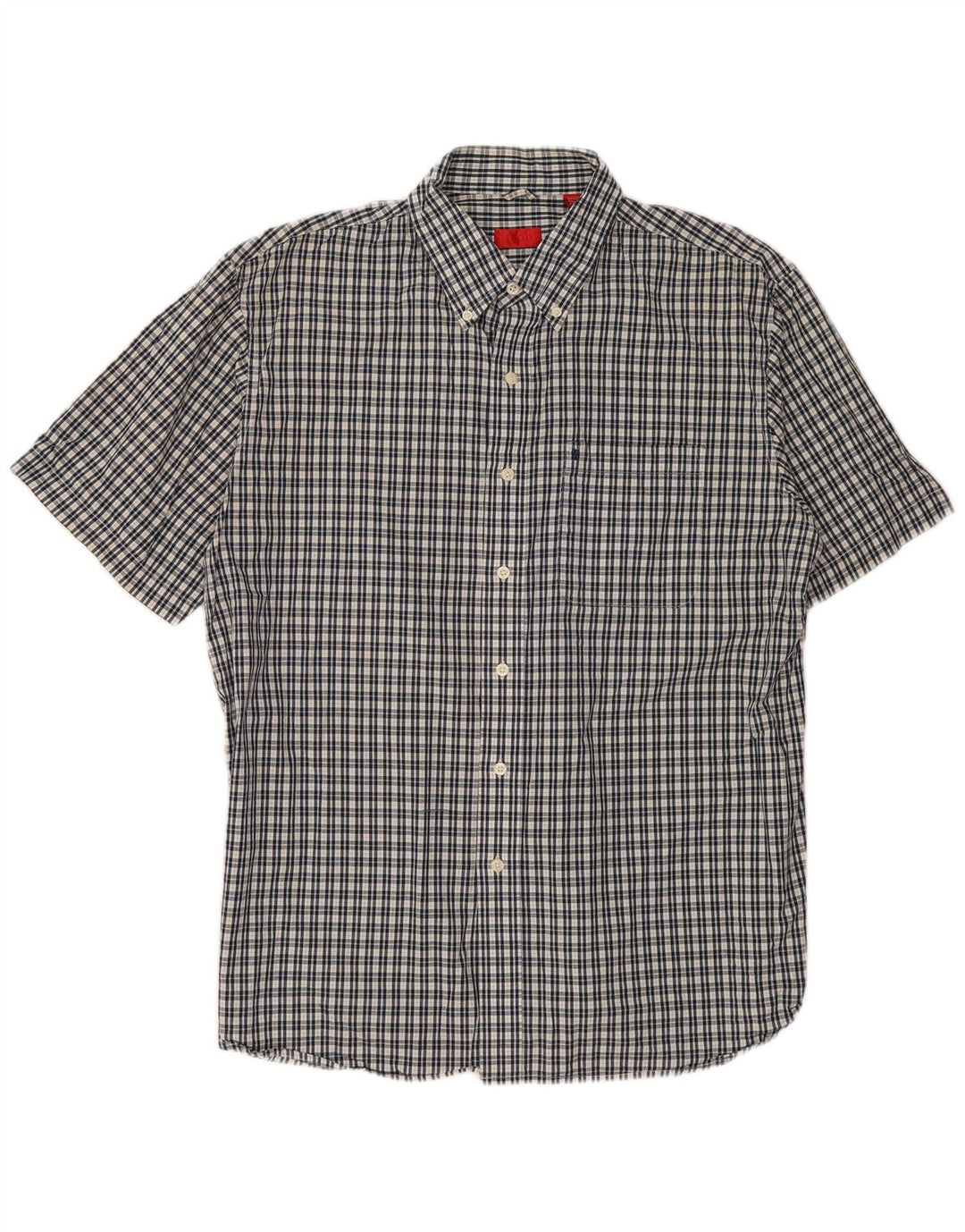 Camisa masculina de manga curta IZOD grande algodão xadrez azul marinho