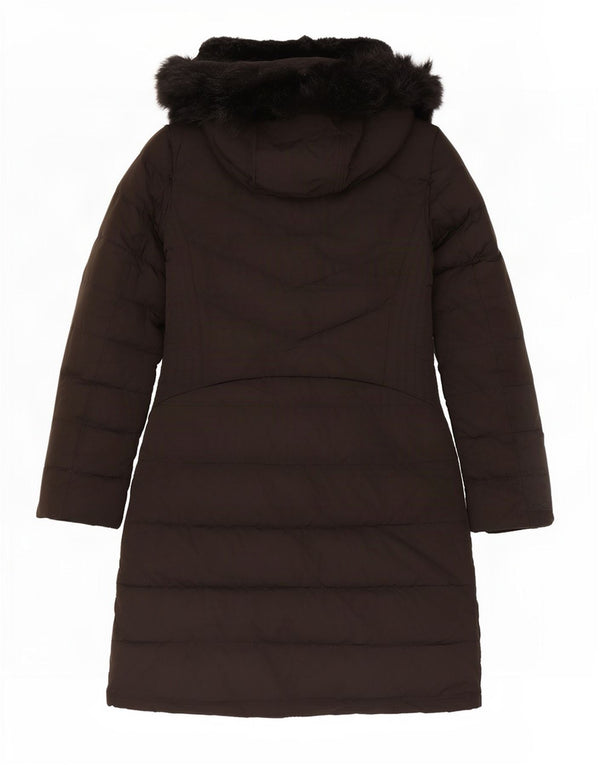 Casaco acolchoado com capuz feminino Zara UK 12 poliéster preto médio