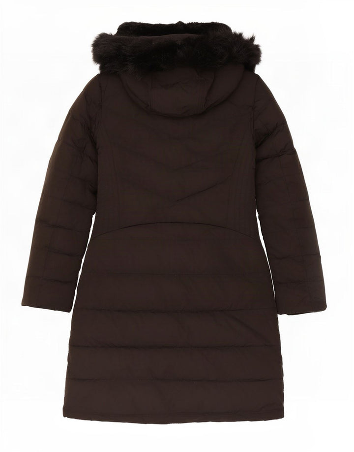 Casaco acolchoado com capuz feminino Zara UK 12 poliéster preto médio