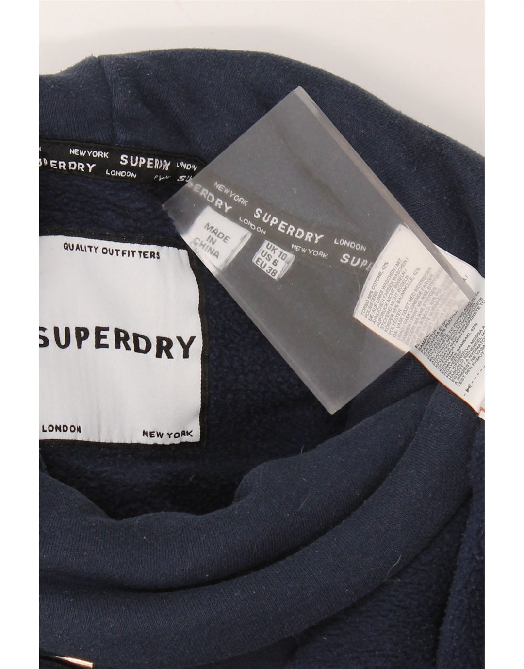 Suéter feminino superdimensionado gráfico SUPERDRY Reino Unido 10 pequeno azul marinho