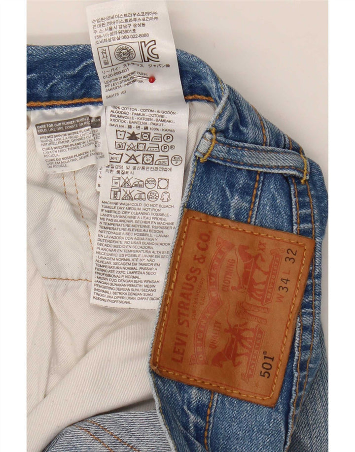 Levi's Masculino 501 Straight Jeans W34 L32 Azul Algodão