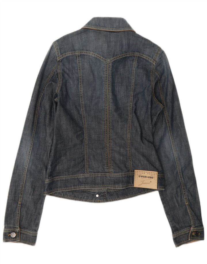 Simona Barbieri Jaqueta jeans feminina Twin-Set Reino Unido 10 algodão azul pequeno