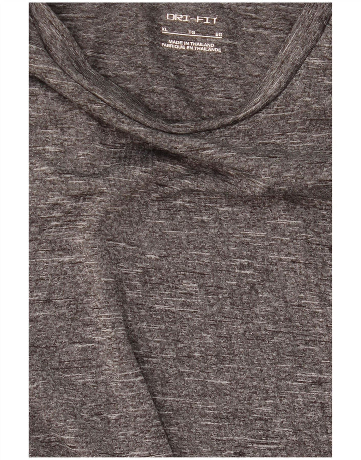Nike Mens Dri Fit Top Manga Longa XL Cinza Flecked