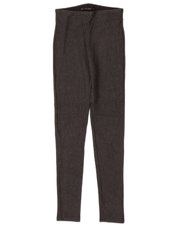 Leggings femininas Zara UK 8 pequenas cinza espinha de peixe viscose
