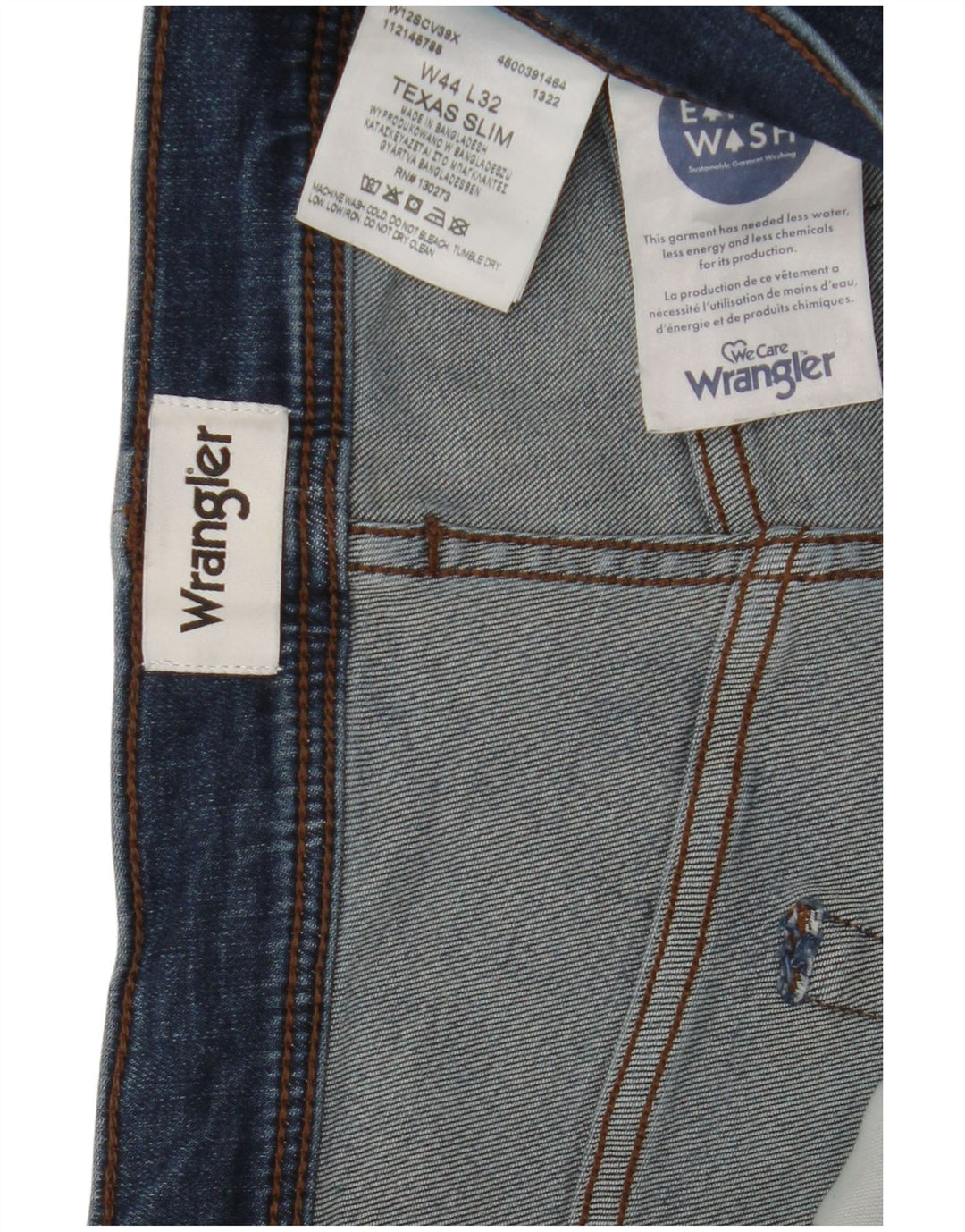 Wrangler Masculino Texas Slim Jeans W44 L32 Azul Algodão