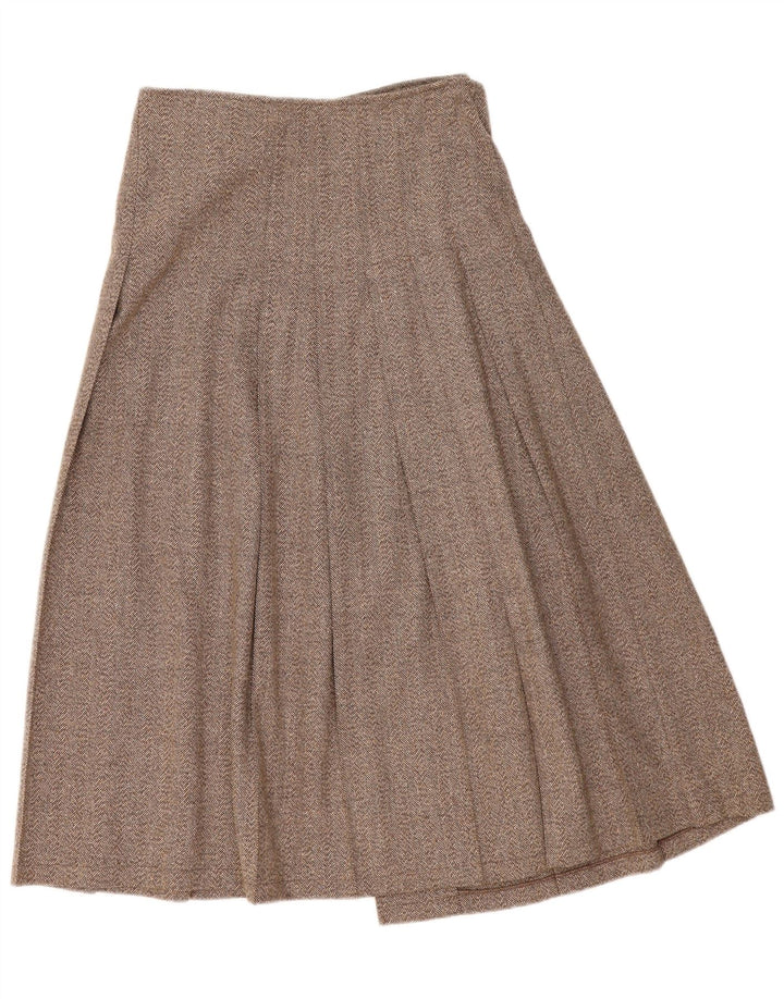 Saia feminina vintage plissada IT 44 médio W30 espinha de peixe marrom