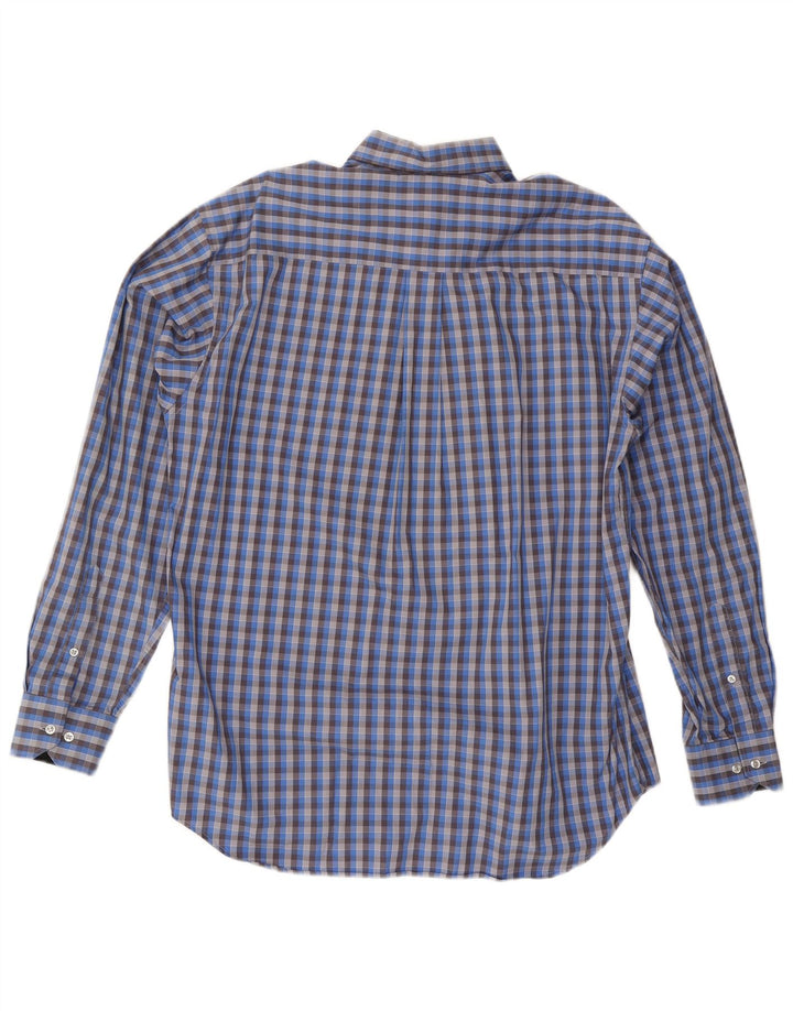 Camisa masculina Adidas tamanho 41 algodão xadrez azul médio