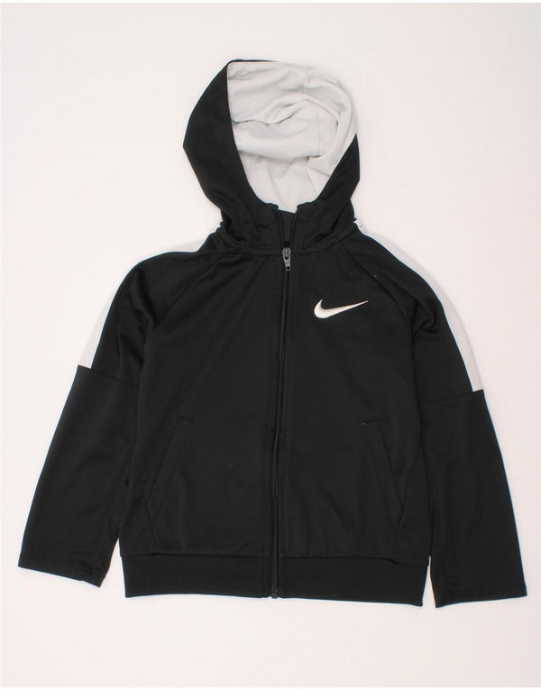 Suéter Nike Boys Zip com capuz 5-6 anos médio preto colorblock poliéster