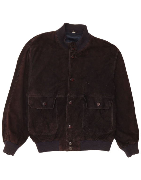 Jaqueta bomber masculina vintage de camurça IT 56 3XL couro marrom