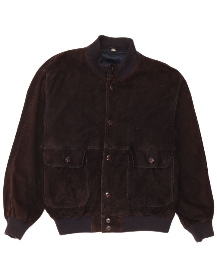 Jaqueta bomber masculina vintage de camurça IT 56 3XL couro marrom