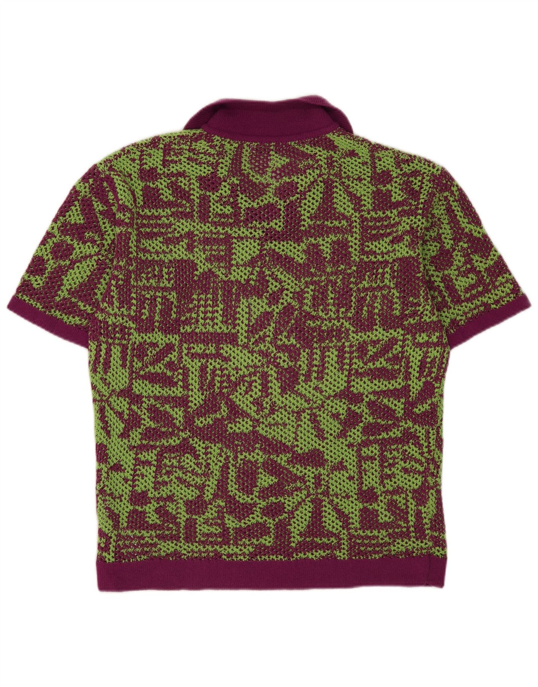 Suéter masculino Zara com gola polo transparente médio roxo geométrico