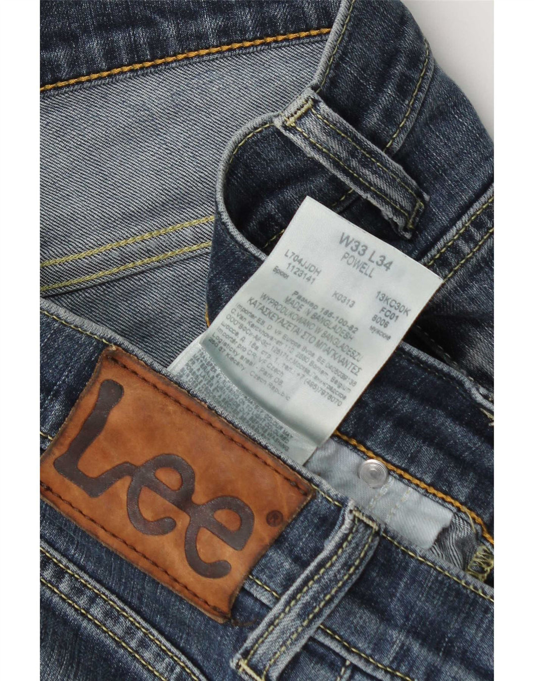 Lee Mens Powell Slim Jeans W33 L34 Azul Algodão