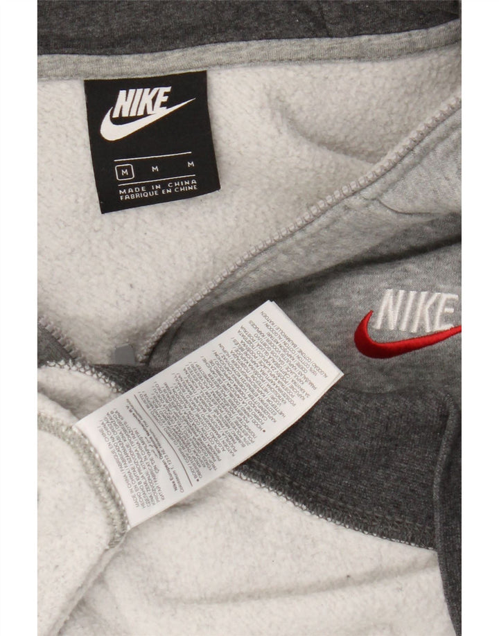 Suéter masculino Nike com capuz e zíper cinza médio algodão manchado
