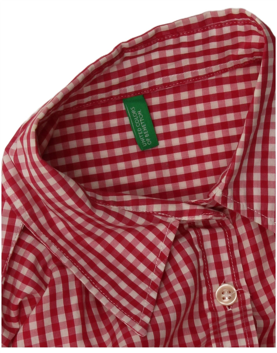 Camisa feminina Benetton UK 12 médio vermelho guingão
