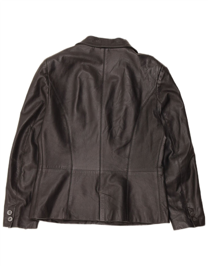 Jaqueta blazer de couro vintage feminina com 3 botões IT 48 XL couro preto