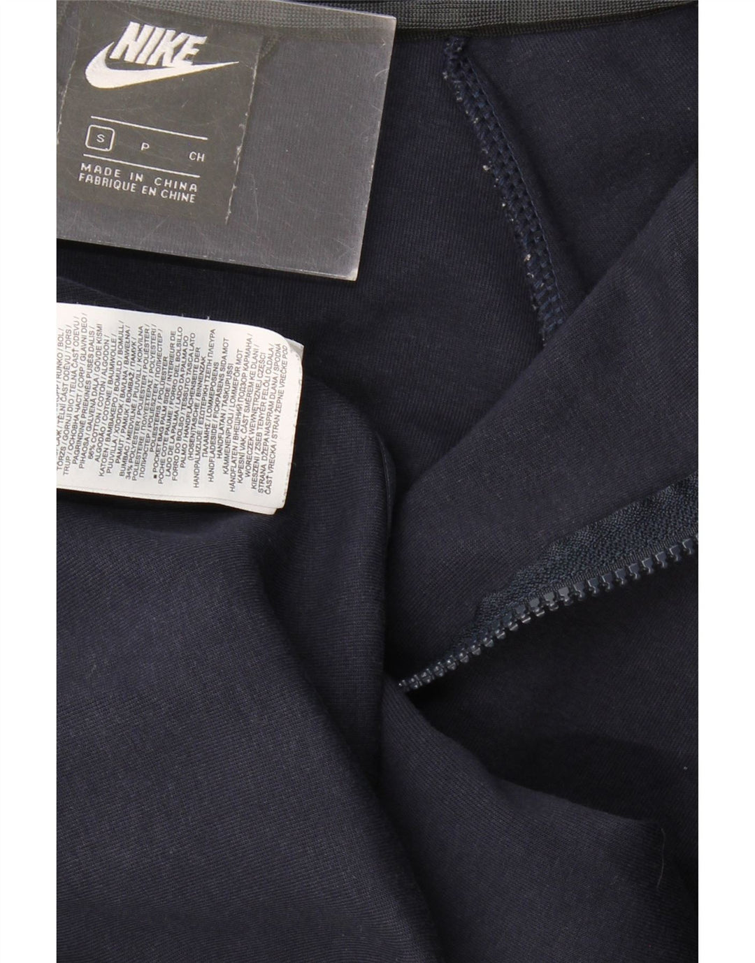 Suéter masculino NIKE com capuz e zíper pequeno azul marinho algodão