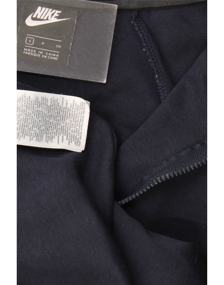 Suéter masculino NIKE com capuz e zíper pequeno azul marinho algodão