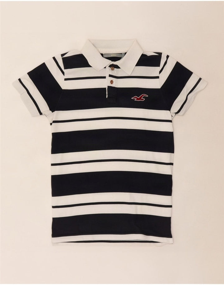 Camisa polo masculina Hollister de algodão listrado azul marinho médio
