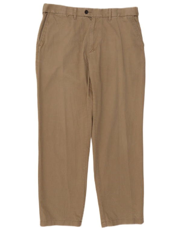 Calça masculina de ajuste regular Marks & Spencer W36 L31 algodão bege