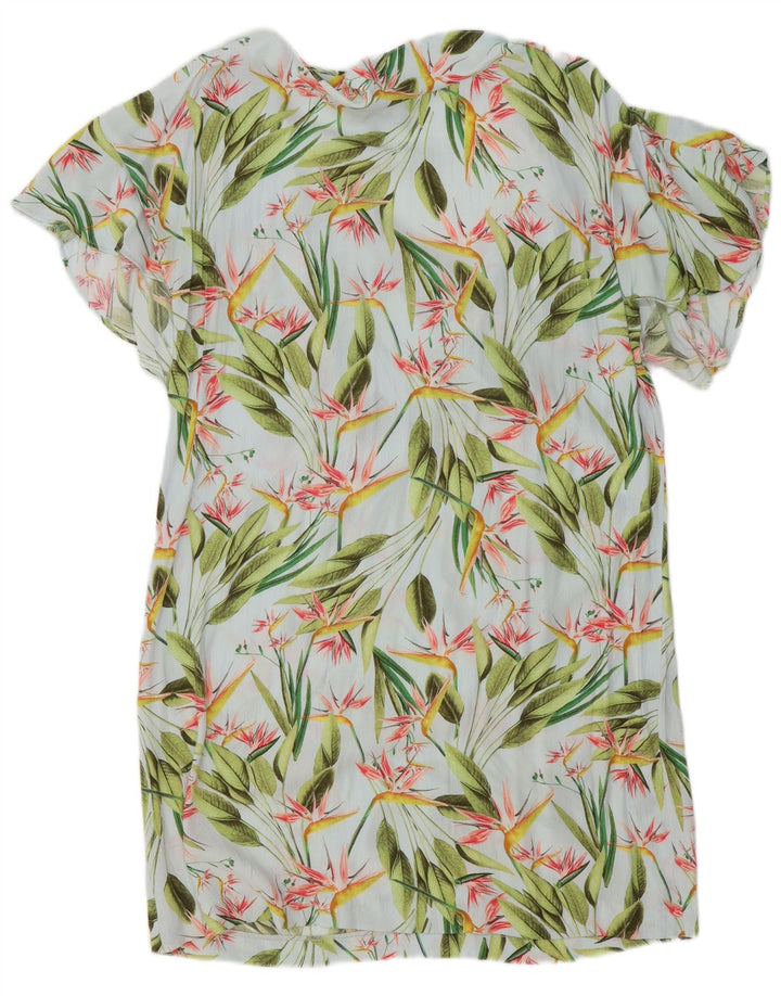 VINTAGE Womens Shift Dress UK 14 Medium Blue Floral