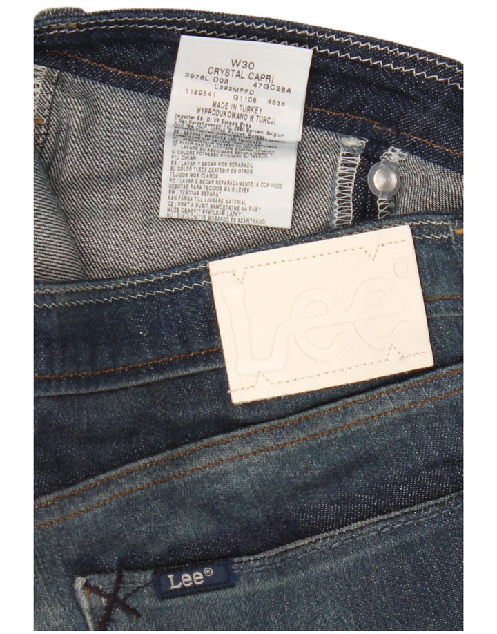 Lee Womens Crystal Capri Jeans W30 L16 Azul Marinho Algodão