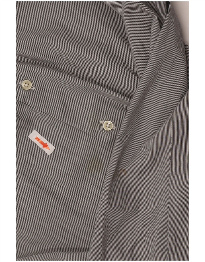 Camisa masculina Slim Fit Massimo Dutti XL algodão listrado cinza