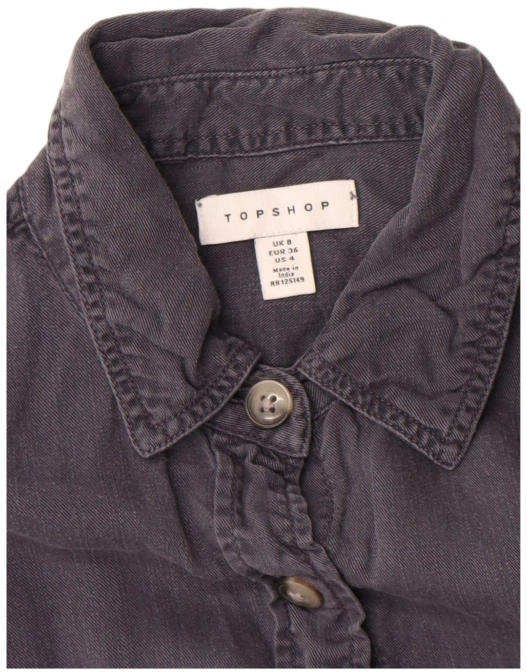 Camisa feminina Topshop UK 8 pequena cinza Tencel