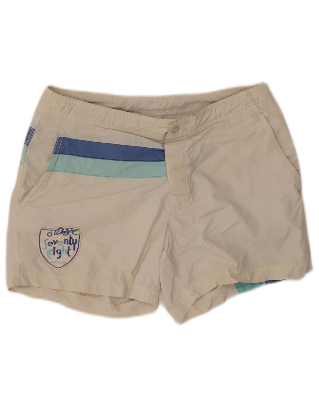 Shorts de natação masculino DIESEL pequeno algodão listrado branco