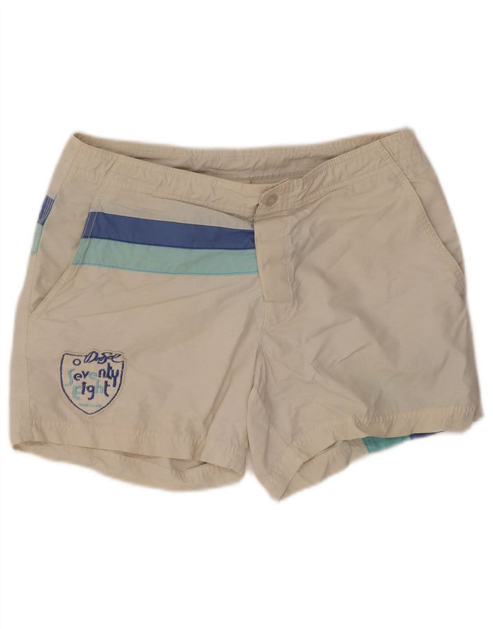 Shorts de natação masculino DIESEL pequeno algodão listrado branco