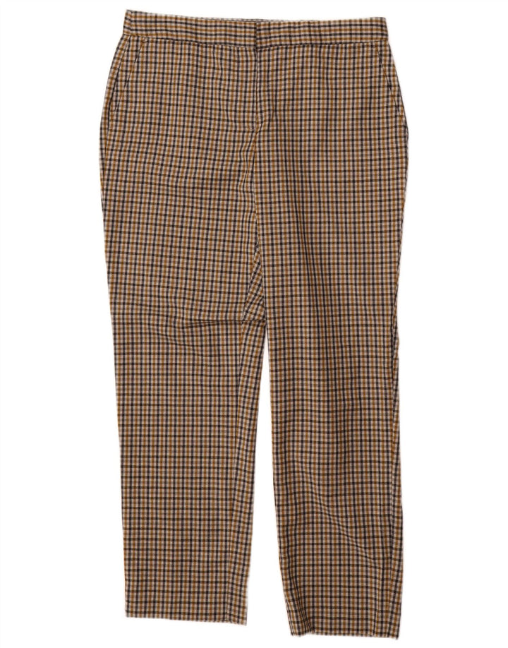 Calça Chino Feminina MASSIMO DUTTI Crop Slim W30 L26 Bege Gingham