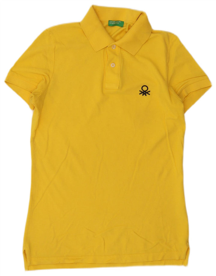 Camisa polo masculina Benetton pequena amarela