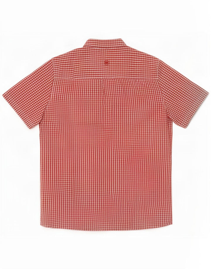 Camisa masculina de manga curta Fat Face Classic Fit grande algodão vermelho guingão