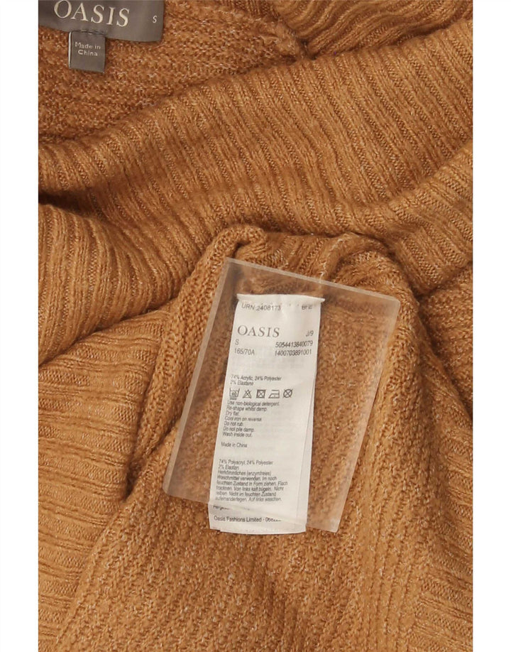 Suéter feminino Oasis com gola alta e gola alta Reino Unido 10 pequeno acrílico bege