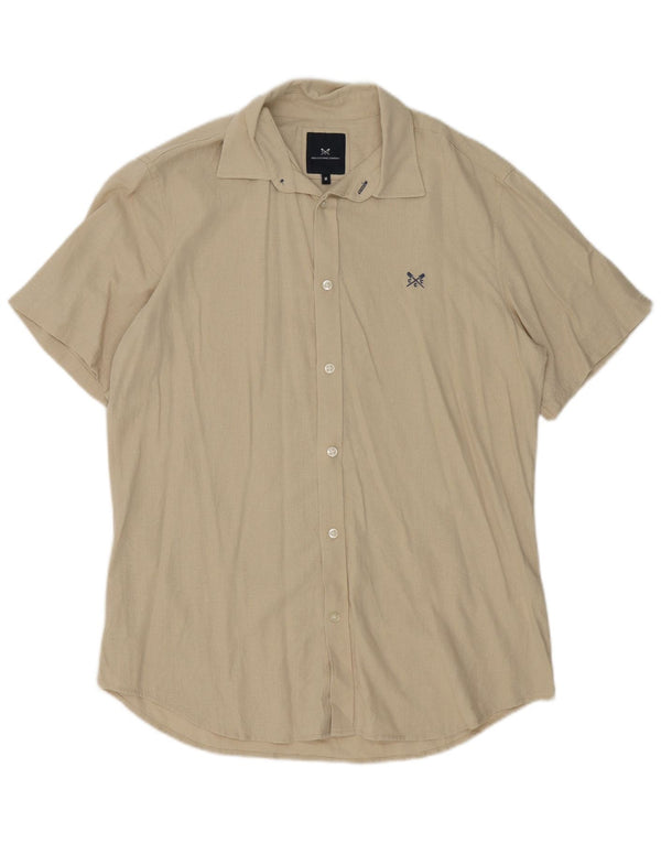 Camisa masculina Crew Clothing linho bege médio