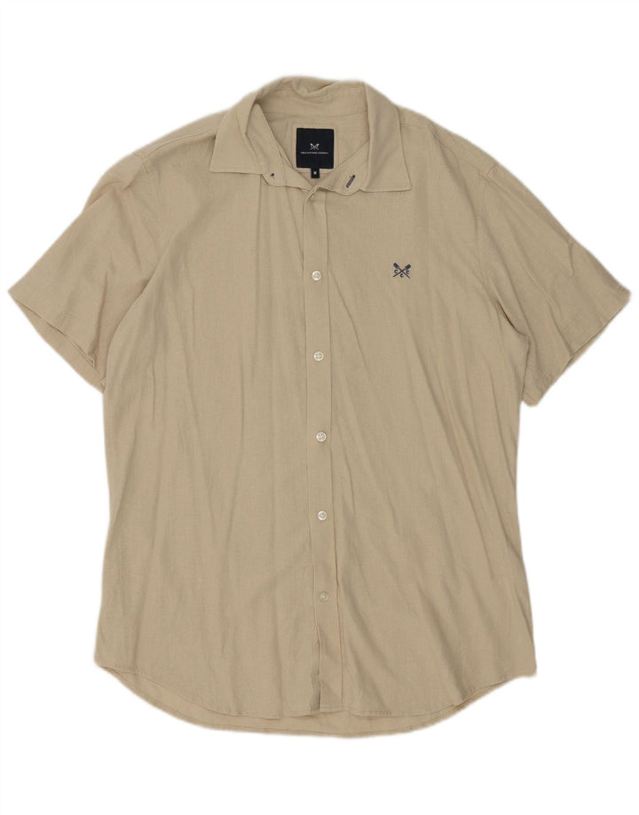Camisa masculina Crew Clothing linho bege médio