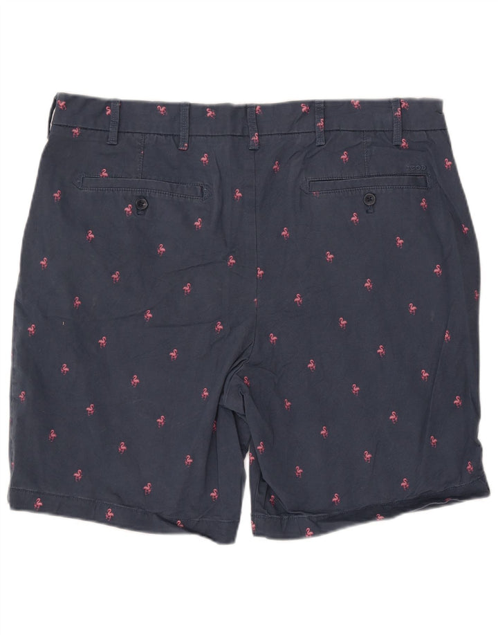 IZOD Masculino Salt Water Abstract Padrão Chino Shorts W38 XL Azul Marinho