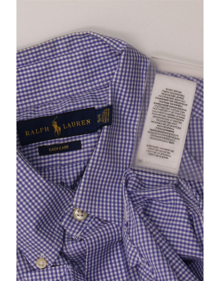 Camisa masculina Ralph Lauren tamanho 16 1/2 grande algodão guingão azul