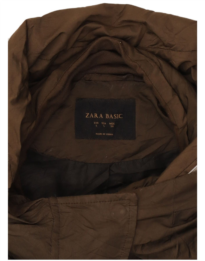 Zara Jaqueta Parka Feminina Com Capuz Reino Unido 16 Grande Marrom
