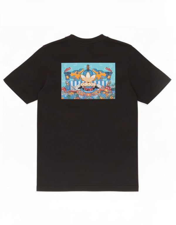 Adidas Mens Graphic T-Shirt Top Pequeno Algodão Preto