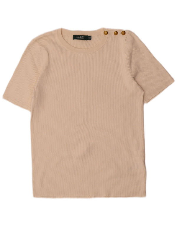 Camiseta feminina Ralph Lauren UK 14 grande algodão branco