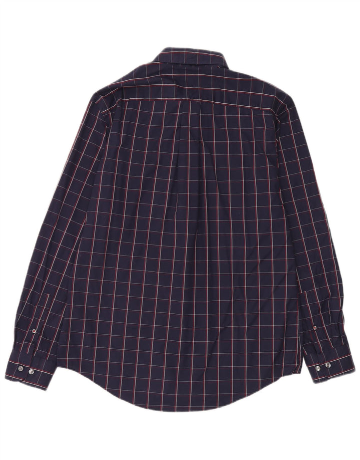 Camisa masculina Tommy Hilfiger grande algodão xadrez azul marinho