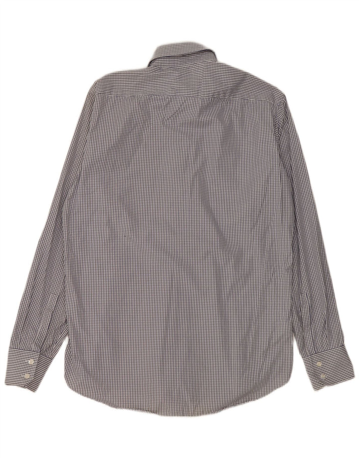 Camisa masculina Hugo Boss tamanho 39 15 1/2 algodão guingão azul médio