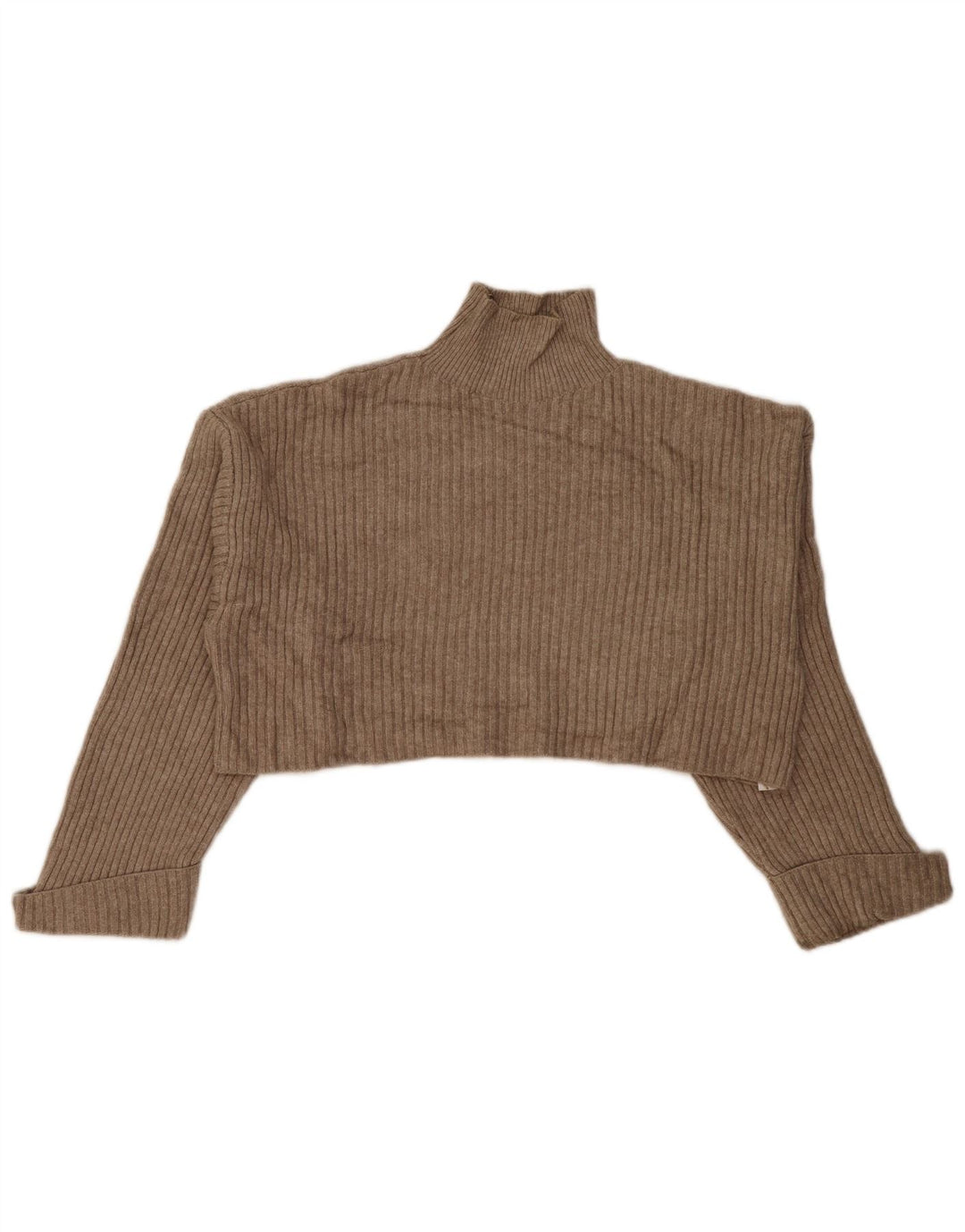 Suéter feminino Zara com gola alta e gola alta, Reino Unido 14 médio bege