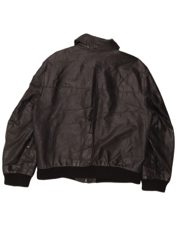 Jaqueta de couro masculina The Bridge IT 50 grande preta