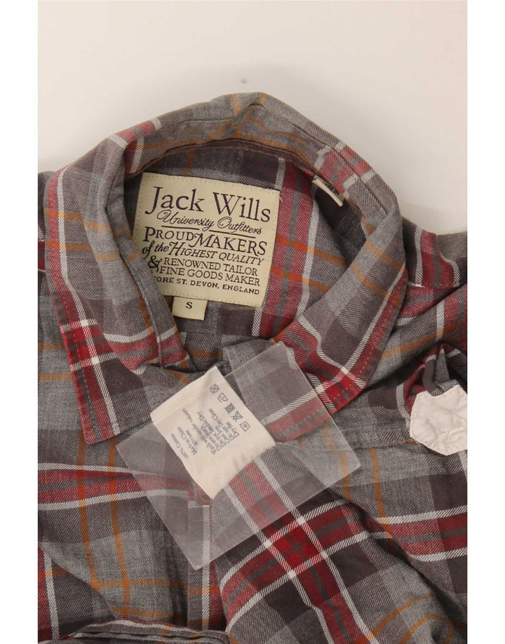 Camisa masculina de flanela Jack Wills pequena cinza xadrez de algodão