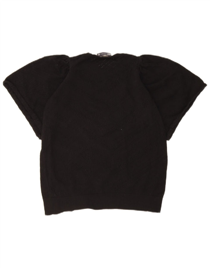 Suéter feminino Marks & Spencer com gola redonda Reino Unido 10 pequeno preto geométrico