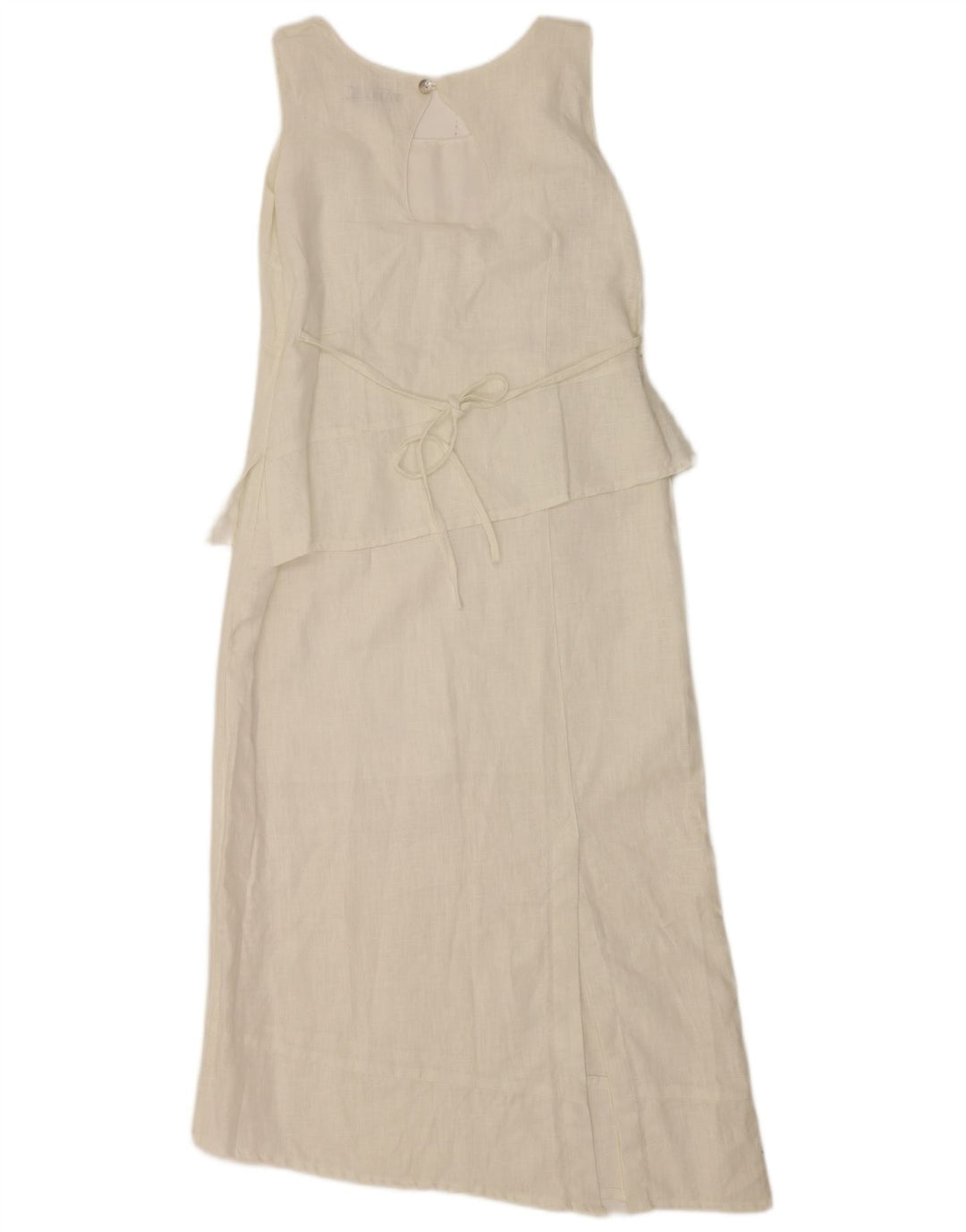 Vestido feminino vintage sem mangas assimétrico IT 44 linho branco médio