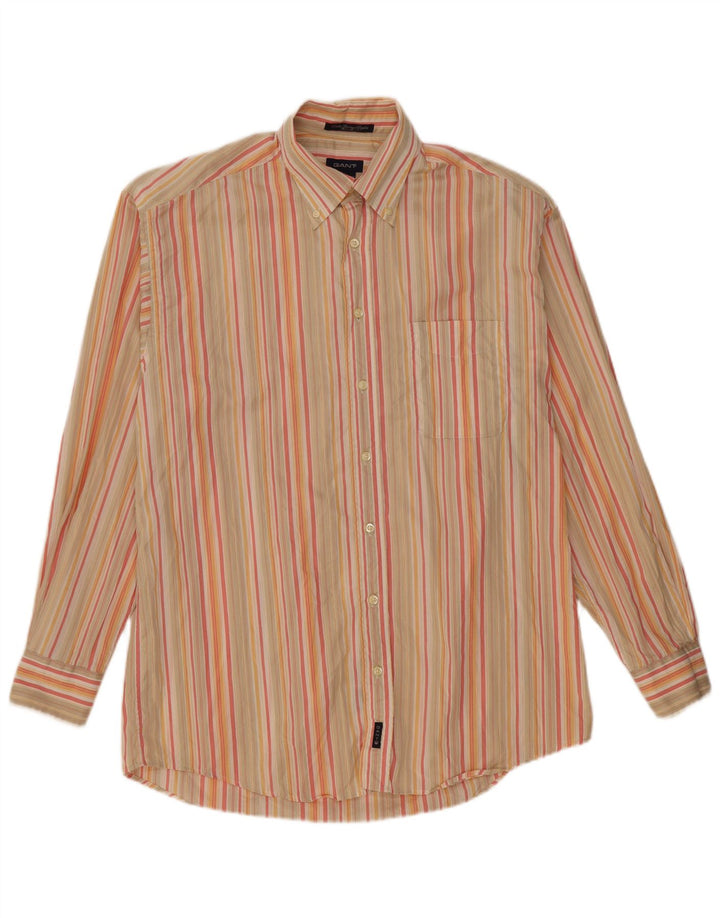 Gant Camisa masculina grande de algodão listrado multicolorido